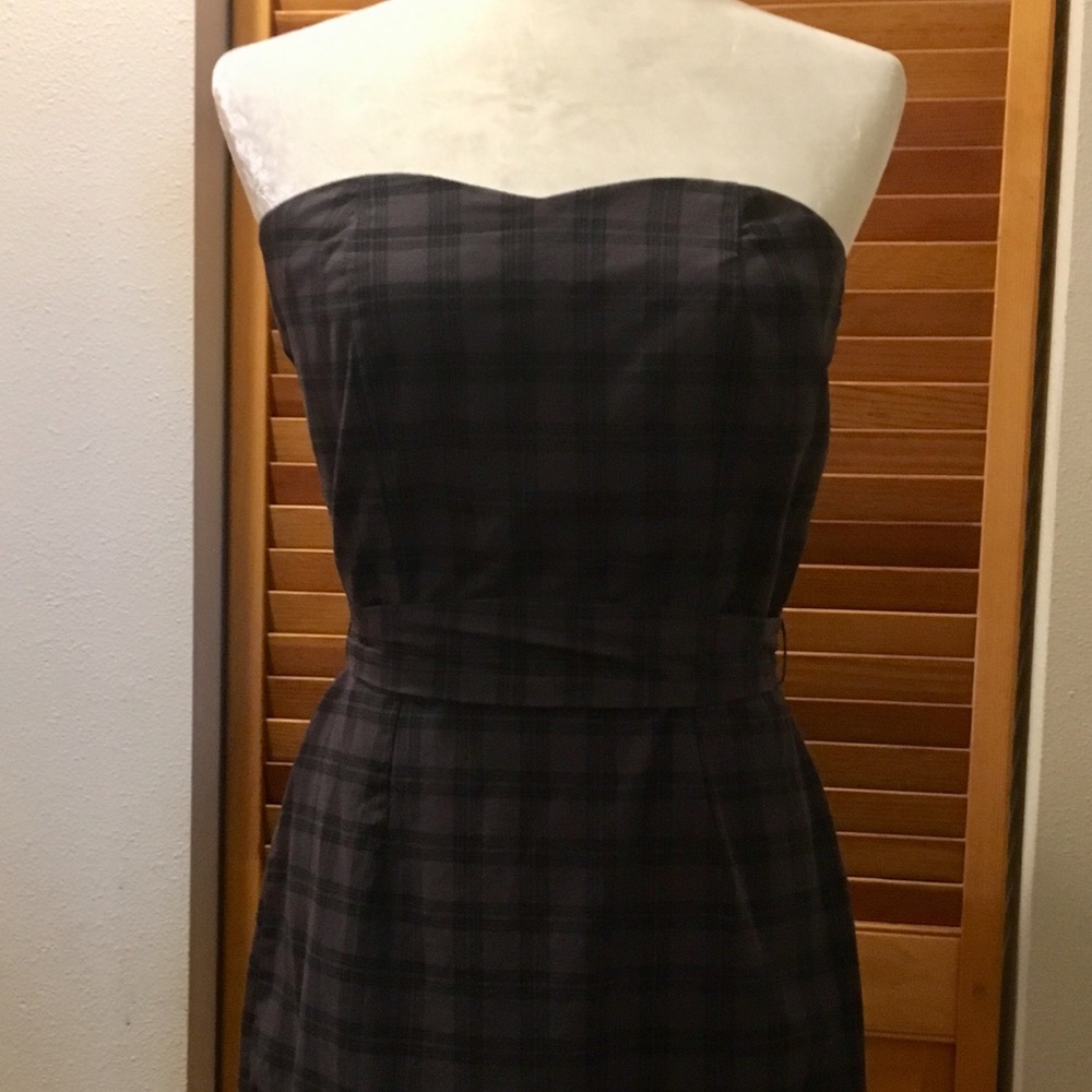 Gap Strapless Grey Tartan Plaid Dress Size 6